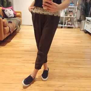 ZARA High Waist Dark Green Tapered Trousers